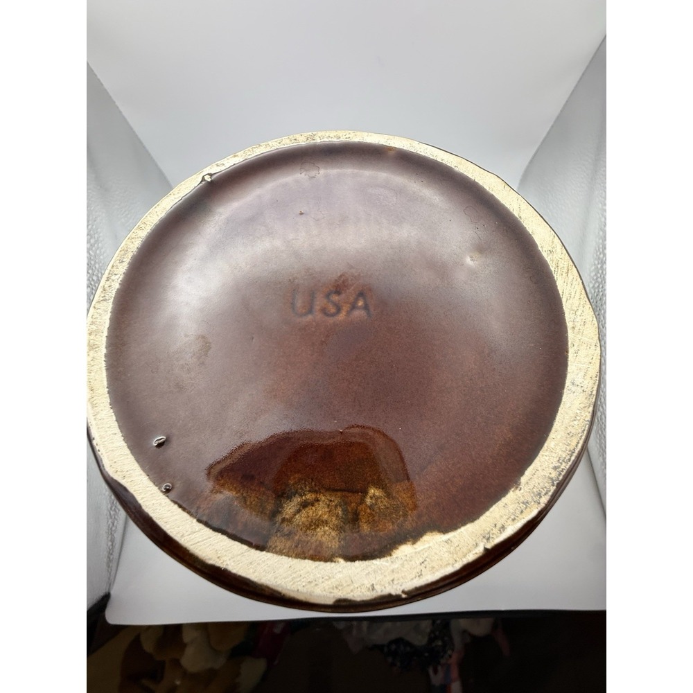 VTG McCoy Brown Drip Glaze Pottery Cookie Crock with Lid 8in Tall USA Made MCM - Picture 14 of 16